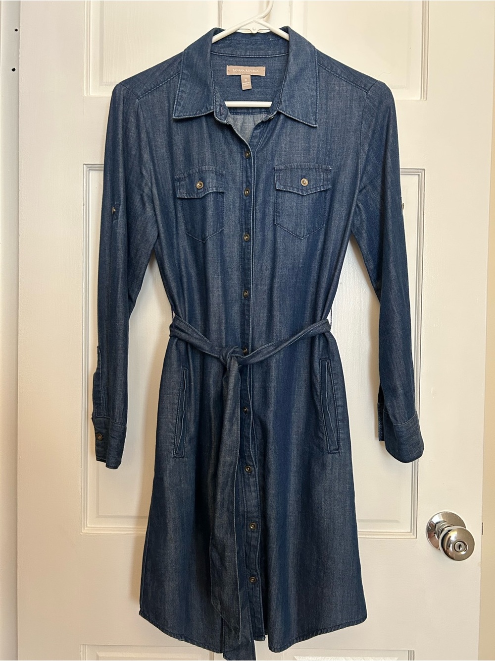 Banana Republic Dark Blue Denim Shirt Dress with Waist Tie
